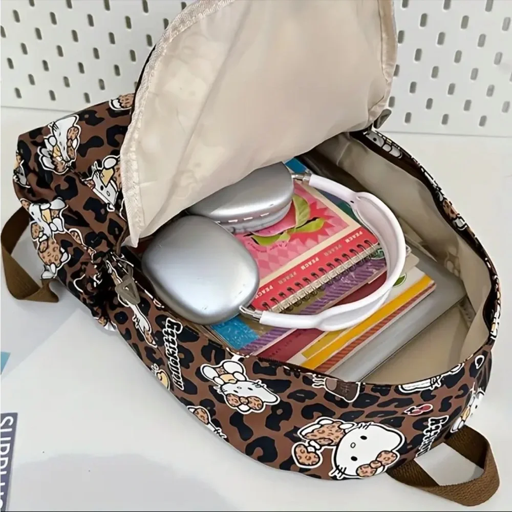 🆕 Hello Kitty - Sanrio - Brown Leopard Print Backpack - NIB